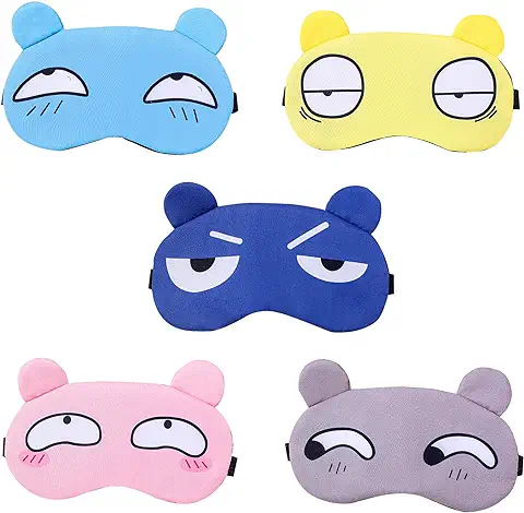 TSHAOUN 5 Piezas Bonitas Antifaz para Dormir, Ajustable Antifaces Máscara, Máscara de Noche Mascara de Dormir Bloquear la luz Dormir para Viajar, Siesta, Vuelo  