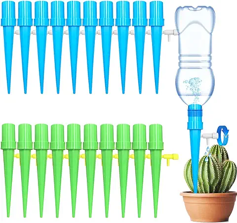 Tuofang 20 Pcs Riego por Goteo Automático, Dispositivo de Riego de Plantas Flujo de Agua Ajustable Automático con Válvula de Control de Interruptor Sistema de Riego, para Jardín Bonsáis y Flores  
