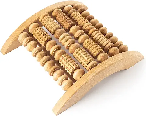 Tuuli Accessories Masajeador de Pies Rodillo Aparato para Masaje Madera Fascitis Plantar 29x24,5 cm  
