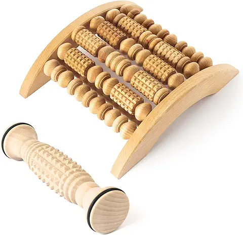 Tuuli Accessories set de 2 Masajeadores Rodillo de Masaje para pies de Madera  