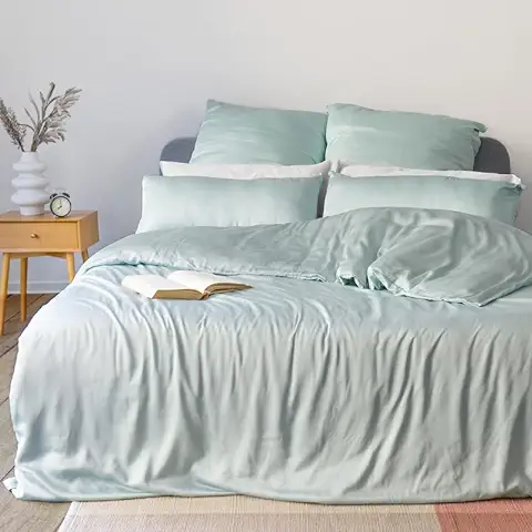 Twenty:three® Juego de ropa de cama de Eucalipto [1 x 240 x 220 cm + [2 x 40 x 80 cm Mint Green – 100% Tencel™ Lyocell – Funda de Edredón y Funda de Almohada con Cremallera – Verano e Invierno  