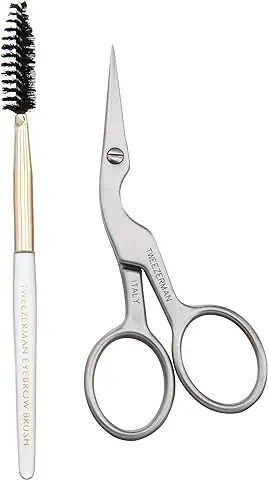 Twezerman 2914-R - Tijera de Cejas de Acero Inoxidable con Cepillo  