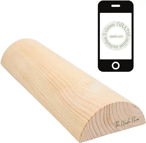 TWR ® -Tronco Propioceptivo Madera con Medidas Oficiales (49.5 x 17 x 7.5 cm), Fabricación PROPIA en España. Ejercitador Suelo Pelvico-Wood Roller-Tronco Propiocepción-Tronco 5p  