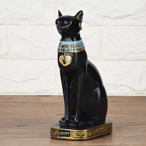Tyenaza Gato Egipcio, Bastet Figura, Decoracion de Gatos, Estatua de Resina de Gato Egipcio, Escultura de Gato Hecha a Mano, Manualidades de Adorno, Regalos para el Hogar, Decoración Exquisita(28cm)  