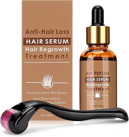 UBIIKA Dermaroller Microagujas, 0.5mm, Tratar Antiedad, Rodillo & Hair Serum para Crecimiento de Barba y Cabello, para Hombres  