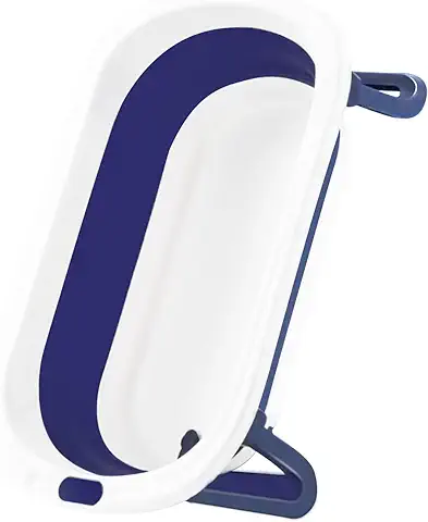UBRAVOO Bañera para Bebés Recién Nacidos con Tapón de Drenaje, Bañera Plegable para Niños Pequeños con Almohadilla de Cojín Suave, Bañera Portátil para Bebés de Viaje  