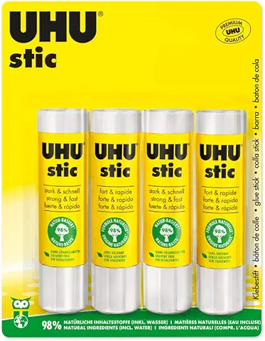 UHU Stic | Barra de Pegamento Sostenible | Pegado Fuerte, Rápido y Duradero | Pack 4 * 21g  