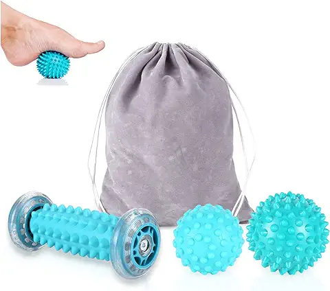 UNIDEAL Rodillo de bola de Masaje, Juego de 3 Bolas de Masaje para Pies, Masajeadores de Pies para Fascitis Plantar, Músculo, Cervical, Espalda, Nalgas, Hombro, Brazos  