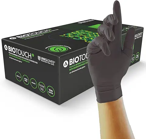 UNIGLOVES BioTouch GM0092, Negro, Mediano (paquete de 100)  