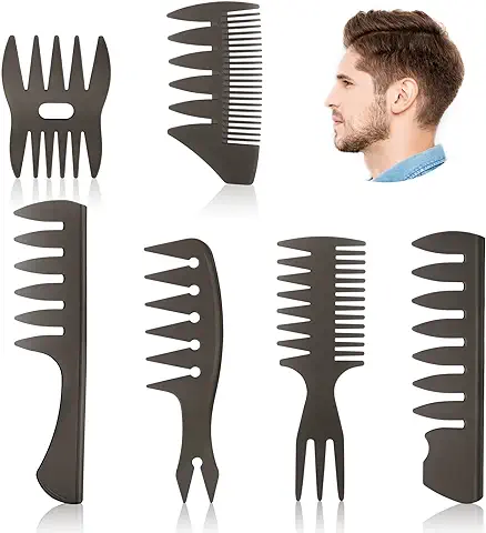 URAQT 6pcs Conjunto de Peine Puas Anchas de Estilismo Retro, Peines de Peluqueria Multifuncionales, Peine de Estilo Profesional para Hombres Chico Caballero Salón  