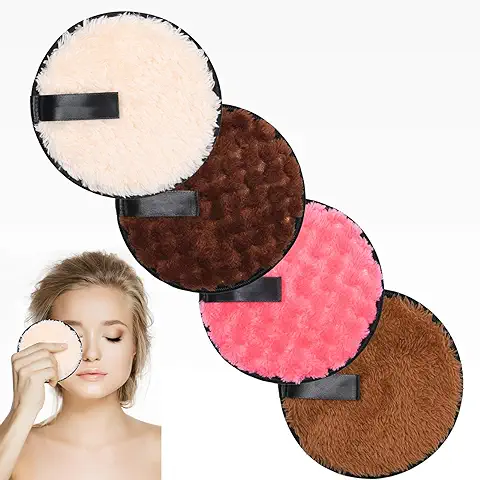 URAQT Almohadillas Desmaquillantes, 4 Pack Discos Desmaquillantes Reutilizables, Toalla Desmaquillante Facial Microfibra Lavable, Maquillaje de Limpieza Facial Almohadillas para Todo Tipo de Pieles  
