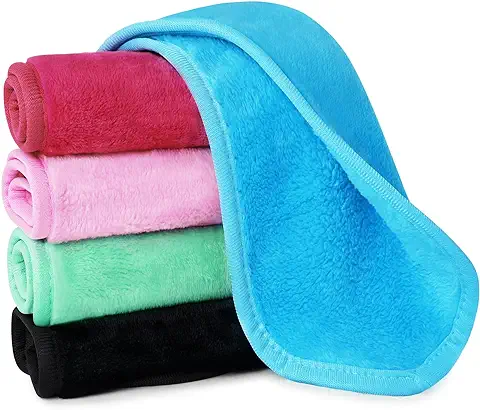 URAQT Toalla Facial Desmaquillante de Microfibra, 5 Piezas Color Mezclado Toallas Desmaquillantes Reutilizables, Paño de Limpieza de Hipoalergénica para Todo Tipo de Lavado de Piel Limpieza Facial  