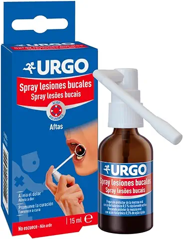 Urgo - Aftas Spray - Tratamiento para Aftas, Llagas y Pequeñas Heridas Bucales con Ácido Hialurónico, Alivio y Cicatrización de las Llagas Bucales - Spray de 15 ml  