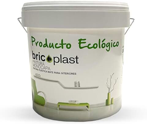 Ursan - Bricoplast. Pintura Ecológica Interior Mate de Color Blanco para Paredes y Techos Sin Olor - Uso Recomendado en Paramentos Interiores como Yeso, Pladur, Escayola o Cemento - 4 Litros  