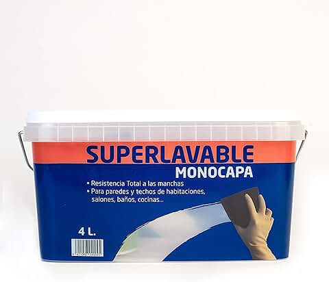 Ursan - Superlavable Monocapa | Pintura Blanca Interior Lavable Para Paredes y Techos de Gran Poder Cubriente - Repele las Manchas - Resistente al Frote Húmedo -Sin Olor - 4 Litros  