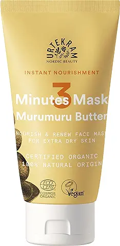 Urtekram Mascarilla Facial para Piel Extra Seca - 3 Minutos - Nutrición Instantánea con Manteca de Murumuru, Todo Natural, Vegano y Orgánico, 75 ml  