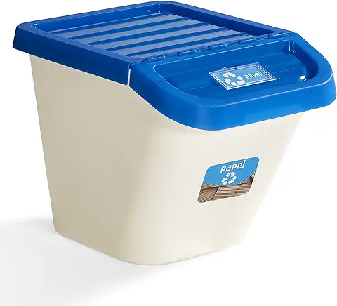 USE FAMILY - Lote 3 Cubos de Reciclaje Apilables - Cubo 30 Litros Color Blanco- Para Hogar u Oficina - Cubo de Reciclaje de Basura - Basurero con Gran Capacidad  