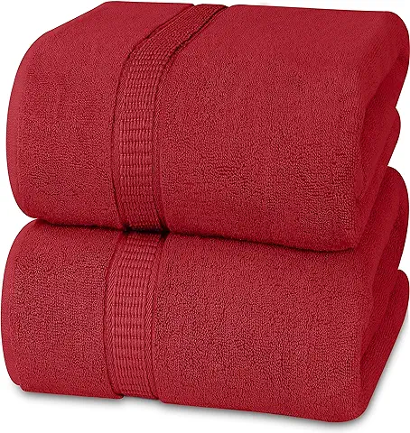 Utopia Towels - Pack de 2 Toallas de Baño Jumbo de Lujo (90 x 180 CM, Negro) - 100% Algodón Ring Spun, Altamente Absorbente, Suave y de Secado Rápido(Rojo)  