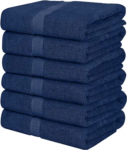 Utopia Towels Paquete de 6 Juego de Toallas de Baño, 100% Algodón Hilado en Anillo (60 x 120 CM) Mediana, Alta Absorción, Secado Rápido, Toallas de Hotel, SPA y Baño de Primera Calidad (Marina)  