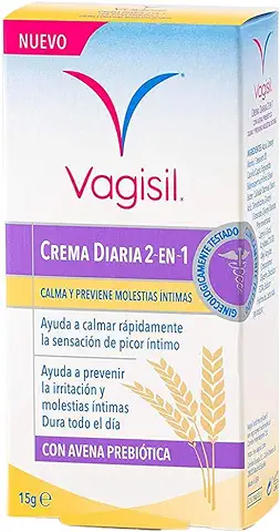 Vagisil Crema Íntima Diaria Suave Y Protectora Para Mujer, Pieles Sensibles, Con Avena Prébiotica Natural, Fórmula Suave, Sin Fragancia, 15 g  