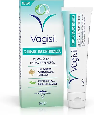 Vagisil Cuidado Incontinencia 2 En 1 Crema Fresca Y Calmante Para Mujer, Con Avena Natural, Refresca Con Un Aroma Botánico Suave, 30 g  