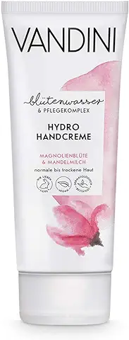VANDINI Crema de Manos Hidratante para Mujeres con flor de Magnolia y Leche de Almendras - Cremas para Manos Secas - Libre de Siliconas y Parabenos - 1x 75 ml  