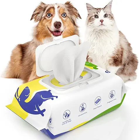 VavoPaw Toallitas para Mascotas, 100 Toallitas Húmedas de Limpieza Naturales Hipoalergénicas sin Alcohol y sin Fragancias para Perros Gatos Toallitas Higiene para Desodorizar Aseo Cuidado de Mascotas  