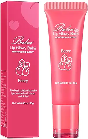 Vawolecy Lip Glowy Balm, Bálsamo Labial para Labios Secos y Agrietados Crema Hidratante Labial (Berry)  