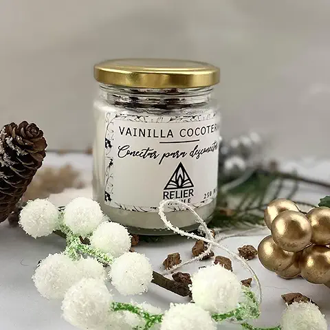 Vela Natural de cera de soja 100% Ecológica y Vegana (Aroma Vainilla y Coco) - Vela Artesanal ECO VAINILLA-COCOTERA (olor Dulce)  