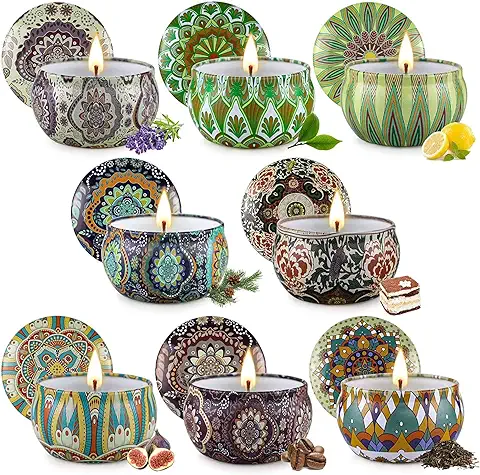 Velas Aromáticas, 8 Packs Perfumadas Cera de Soja, Velas Pequeñas, Regalo Mujer Velas Decorativas Regalos para Día De la Madre Cumpleaños para Hombres Niñas, Hasta 160 Horas  