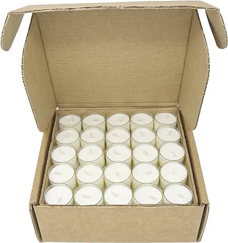 Velas de té de cera de soja Transparente de cera de Soja, Velas de té de cera Blanca, sin Perfume, Velas de cera Vegana, no Tóxicas (75 Candelas - 7 Horas)  