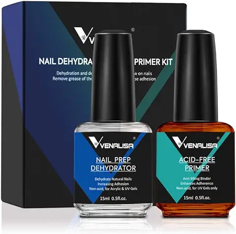 VENALISA Primer Uñas y Nail Prep Dehydrator Esmalte Semipermanente Conjunto Profesional de Uñas de Deshidratador de Uñas Preparación para el Esmalte Profesional de gel Larga Duración y Polvo Acrílico  