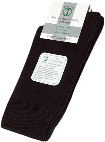 Venasoft 2 Pares de Calcetines para Hombre Diabéticos de Algodón ÖkoTex, Color Marrón, Tallas 39-42  