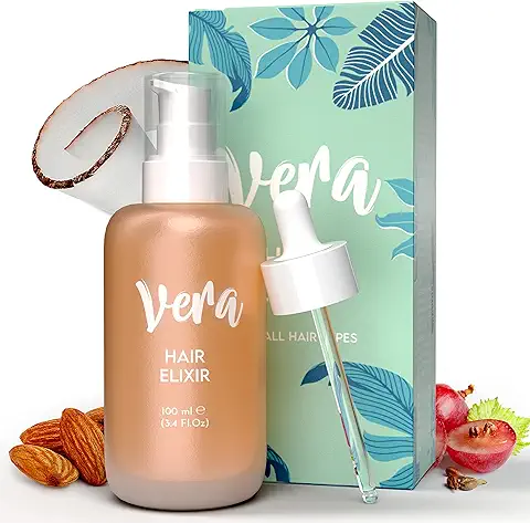 VERA Aceite Pelo Seco y Dañado con Aceite de Coco y Argan - Aceite para el Pelo, Fortalece y Da Brillo - Aceite Cabello Antiencrespamiento, Sella Puntas Abiertas - Aceite de Pelo sin Siliconas, 100ml  