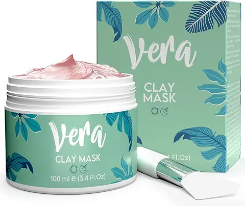 Vera Mascarilla Facial Hidratante Vegana con Arcilla Bentonita, 100ml - Mascarilla Puntos Negros Nariz, Limpieza Profunda de Poros - Mascarilla Cara Purificante - Mascarilla Hidratante Facial Orgánica  