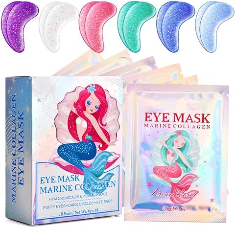 Vesaneae 18 Pares Mascara Para los Ojos con Colágeno Natural & Ácido Hialurónico, Parches Ojos de Gel, Gel Máscara de Colágeno para Ojos, Antienvejecimiento, Antiarrugas, Eliminar las Bolsas de ojos  