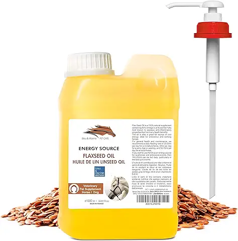 VET Aceite de Linaza 100% Puro y Natural. Prensado en Frio de Semillas de Lino. Suplemento Alimenticio para el Cuidado de Caballos, Mascotas (Gatos y Perros). Bienestar y Salud Animal 1000 ml 1 L VET Aceite de Linaza 100% Puro y Natural. Prensado en Frio de Semillas de Lino. Suplemento Alimenticio para el Cuidado de Caballos, Mascotas (Gatos y Perros). Bienestar y Salud Animal 1000 ml 1 L
