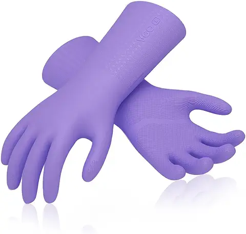Vgo... Guantes Limpieza Largos con Forro Reutilizables, Fragante Inodoro, para Hogar Baño Cocina Lavar Platos Coche, Resistentes Contra el Frío&Calor Agua, 1 par  