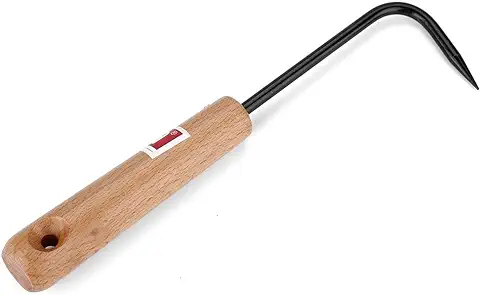 ViaGasaFamido Bonsai Hook Sturdy Manganese Steel Gardening Hook Mango Bonsai Root Hook con Herramientas De Madera Cómodas Cortador De Mango Herramientas de Jardinería con Mango de Madera  