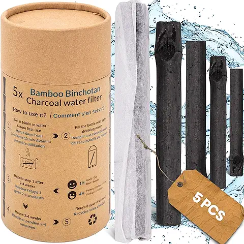 Vibratis Binchotan Orgánico 5x - Carbón Activo Binchotan de Bambú para Purificación de Agua de Grifo en Jarra  