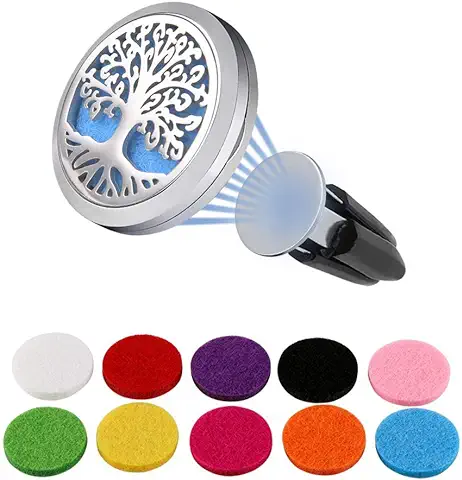 Vicloon Ambientador de Coche, Ambientador Aceite Esencial Coche con 10 Pastillas de Fieltro de Repuesto, para su Coche, Oficina, Habitación u Otros Lugares Interiores(B)  