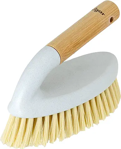 VIGAR - Cepillo de Limpieza - Redondo y con Asa Ergonómica de Bambú - 14,5 x 6 x 9,5 cm - Zeroline - Multiuso - para Cocinas, Baños o Zapatos - En Gris  