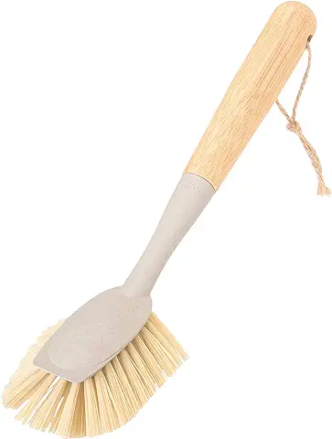 Vigar - Cepillo Lavaplatos Ecológico - Cabeza Ovalada - 6.5 x 5.5 x 26 cm - ZeroLine - Materiales 100% Reciclables - Con Cuerda para Colgar - En Gris  