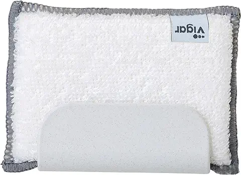 Vigar - Porta Esponjas con Ventosa - Para Fregadero - 13 x 5 x 9,5 cm - Zeroline - Esponja de Fibras de Bambú - Materiales 100% Reciclables - En Gris  