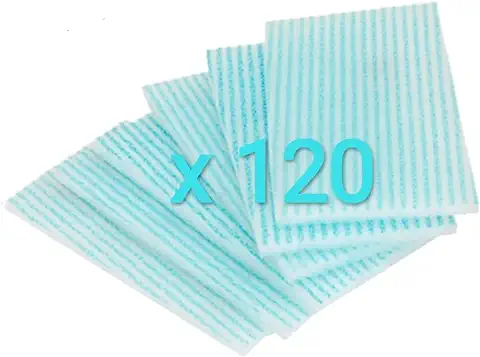 Villaclinic 120 ESPONJAS JABONOSAS DESECHABLES para Niños y Adultos, Higienica, de un solo uso (pack 120 Unidades) Medida 20x12x1  