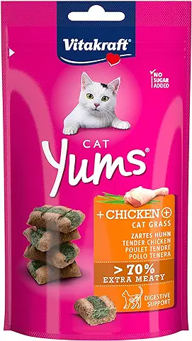Vitakraft - Cat YUMS, Snack Jugoso para Gatos con Pollo y Hierba Gatera - 40 g  