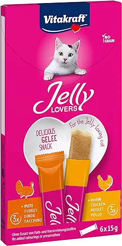 Vitakraft - Jelly Lovers, Snacks de Gelatina para Gatos, Variedad Pollo y Pavo - 6 Unidades x 15 g  