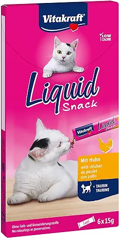 Vitakraft Snack Liquido para Gatos con Pollo y Taurina, 15 g (Paquete de 6)  