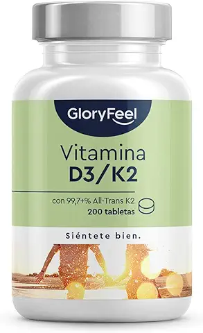Vitamina D3 y K2 200 Tabletas - Vitamina D3 2000UI + MK7 (K2VITAL® de Kappa)  