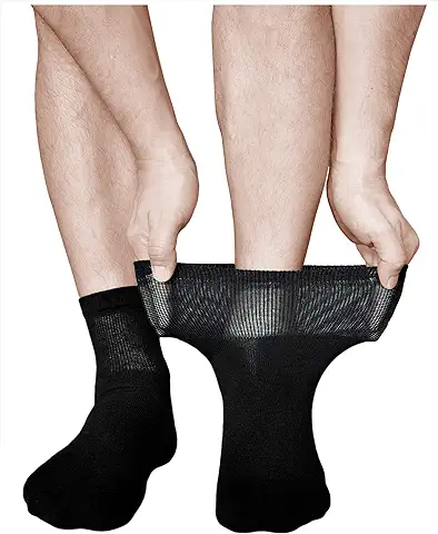 Vitsocks Calcetines Acolchados Diabéticos BAMBÚ Anchos Hombre (3 PARES) Pies Cansados Doloridos, Negro, 39-41  